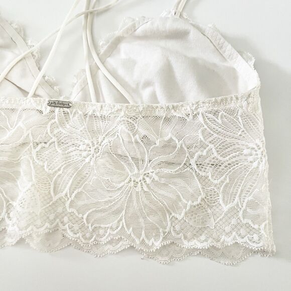 Gilly Hicks Laced Bralette Size S Top Double Straps Ivory Romantic Cute Sexy - Picture 7 of 10